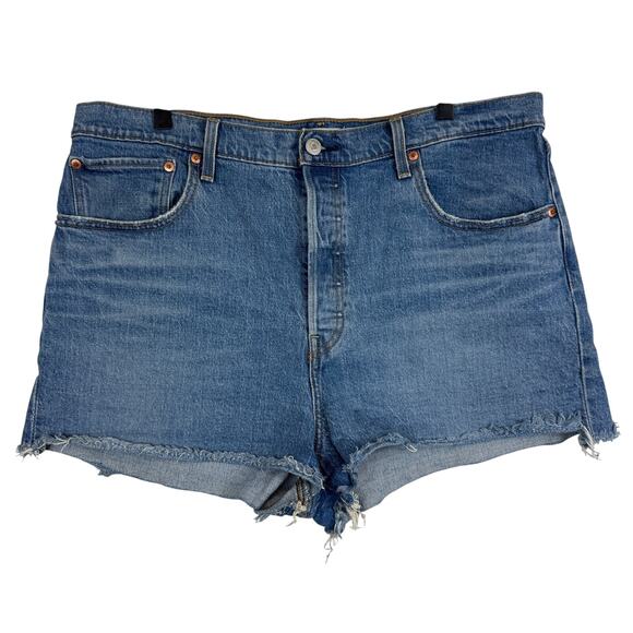 Levi’s Premium Womens Ribcage Denim Shorts High Rise Cut Off - 34 34W - Picture 1 of 8